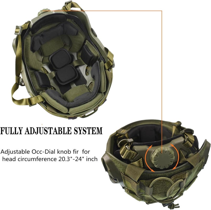 Hdlsina Airsoft Fast Helmet Set Tactical Paintball Helmet with Military Headset and Helmet Cover Memory Foam Protective Pad Adjustable Size for Adult and Teenager - Image 3